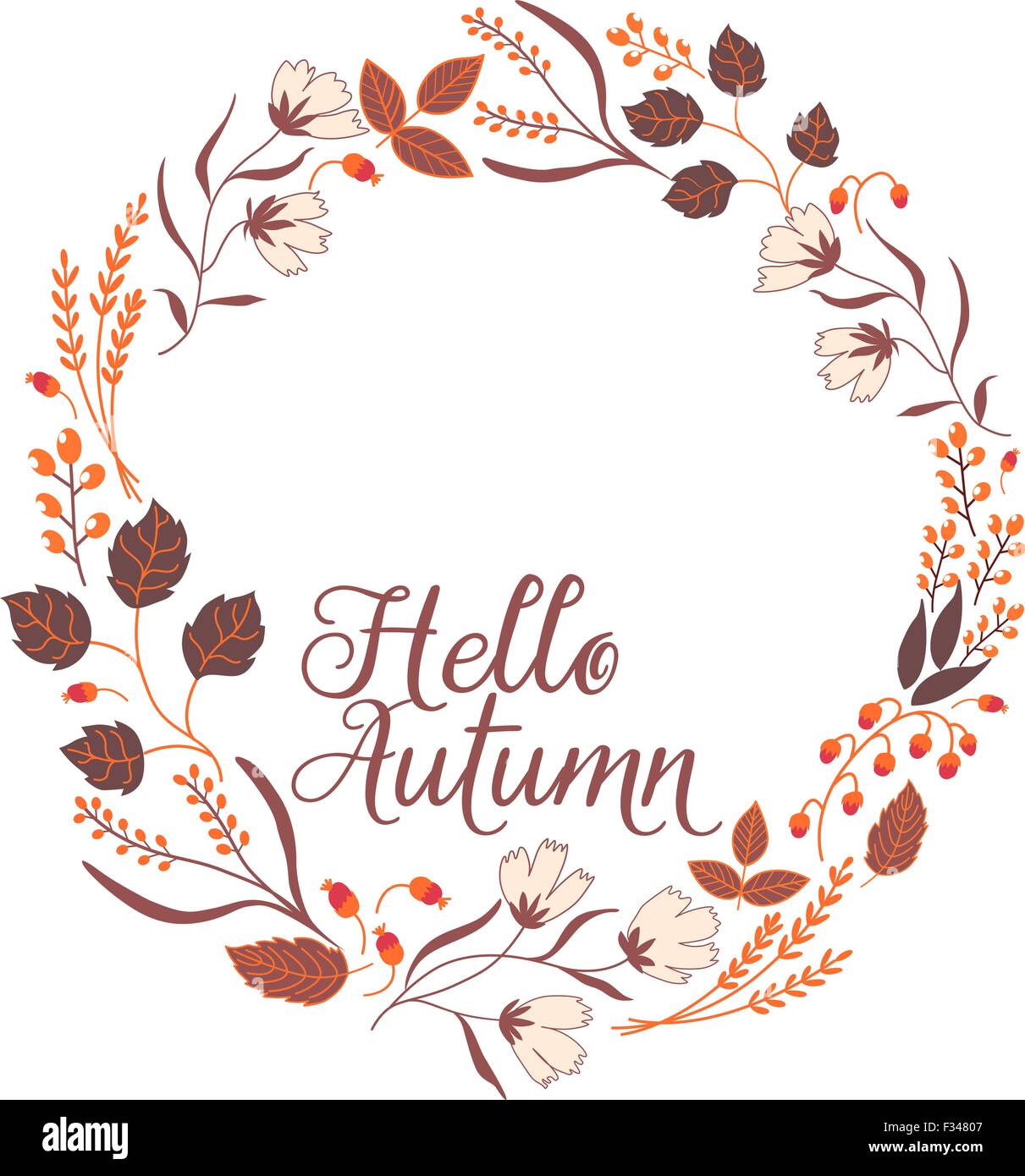 Blumenrahmen Sammlung. Zeichen-Hallo-Herbst Stock Vektor