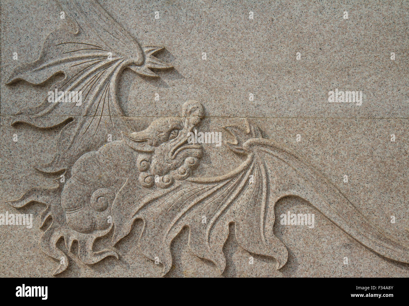 Nonthaburi-THAILAND-Dezember 27: Bild an der Wand im chinesischen Tempel von Wat Leng - Noei-Yi 2 der 27. Januar 2014, geschnitzt Bangk Stockfoto