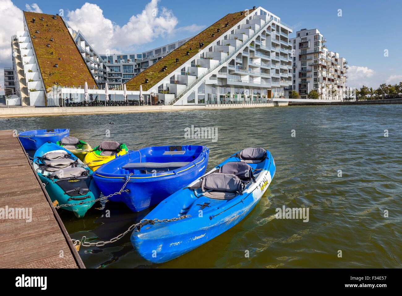 8 auch als 8 Tallet oder Grosses Haus, Architekt Bjarke Ingels, Preis 2011 für das beste Gebäude der Welt, Kopenhagen, Dänemark bekannt Stockfoto