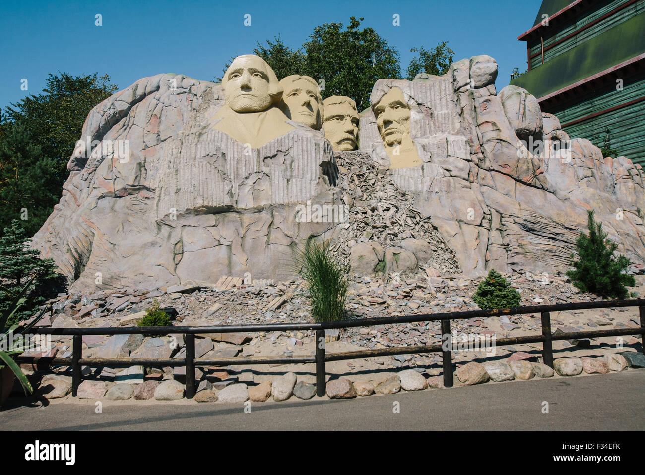 Billund, Dänemark -23 Aug 2015- National Memorial, Mount Rushmore Modell mit lego-Stücken im Legoland Freizeitpark. Stockfoto