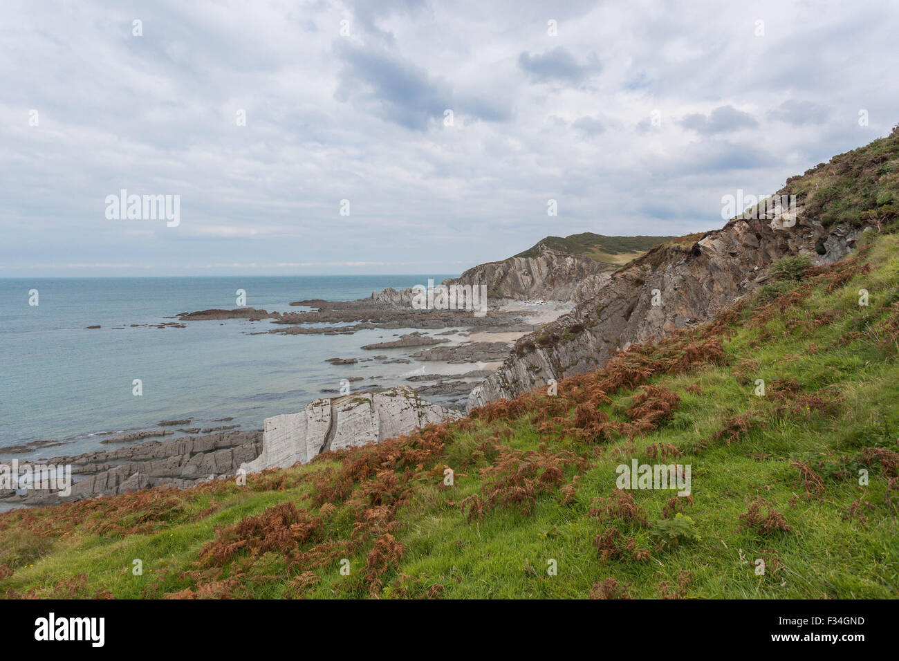 Küstenerosion, Bull Punkt, Devon, Südwestengland, England, UK Stockfoto