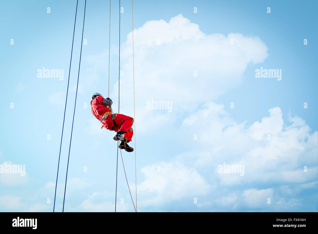 Höhe der Rettungstrupp der Freiwilligen Feuerwehr Stockfoto