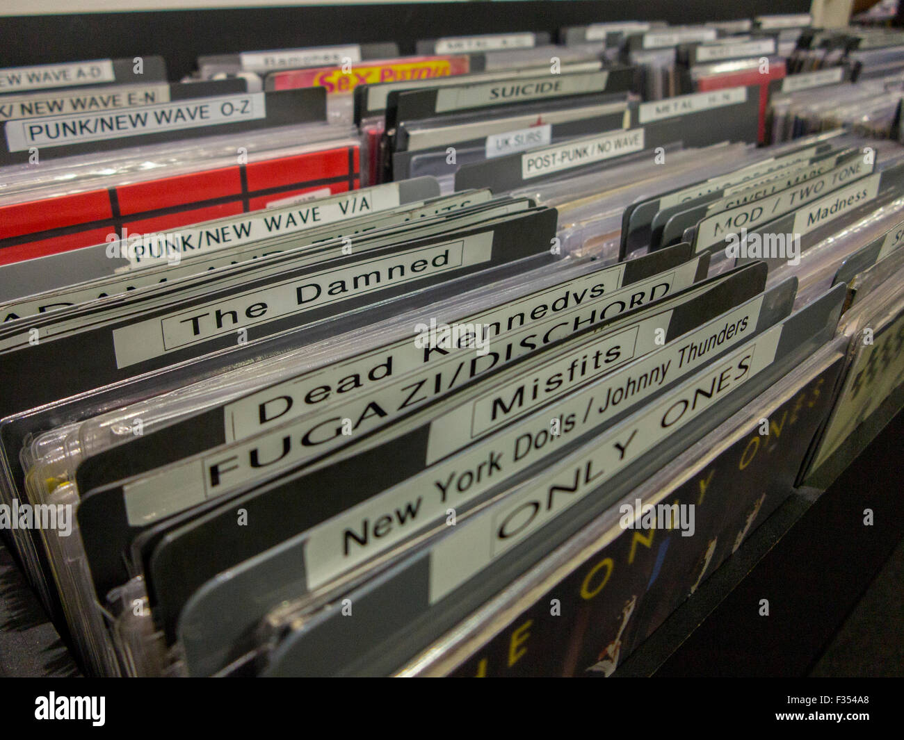 Vinyl und CDs in einem Plattenladen Stockfoto