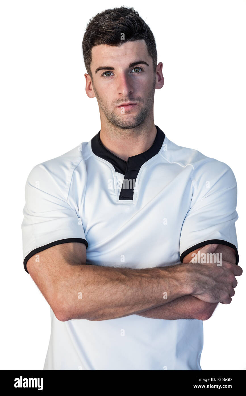 Porträt des Rugby-Spieler mit verschränkten Armen Stockfoto