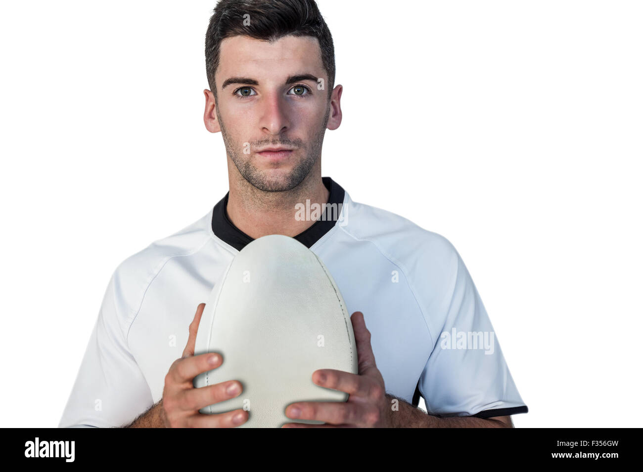 Porträt eines Rugby-Spieler mit ball Stockfoto