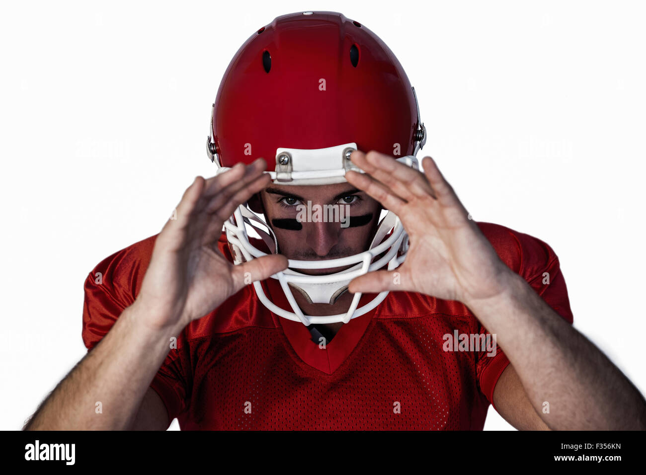 Porträt des Rugby-Spieler gestikulieren Stockfoto