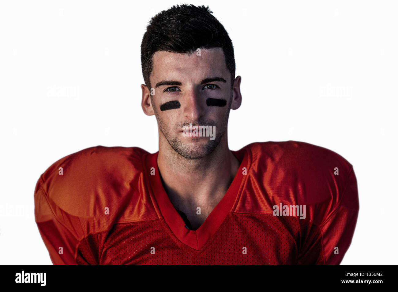 Porträt von fokussierten Rugbyspieler Stockfoto