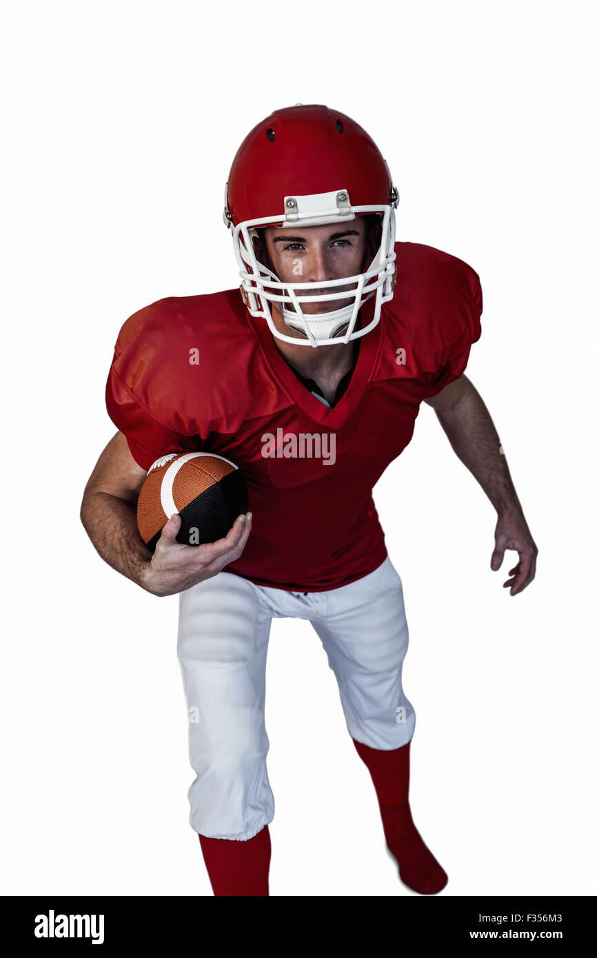 Rugby-Spieler mit Ball posiert Stockfoto