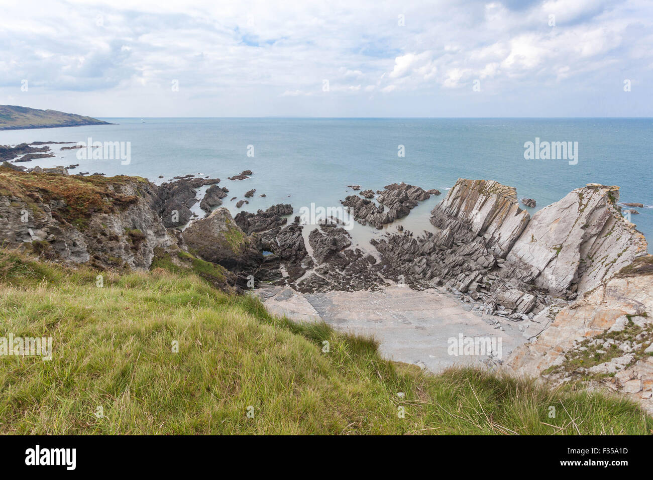 Küstenerosion, Bull Punkt, Devon, Südwestengland, England, UK Stockfoto