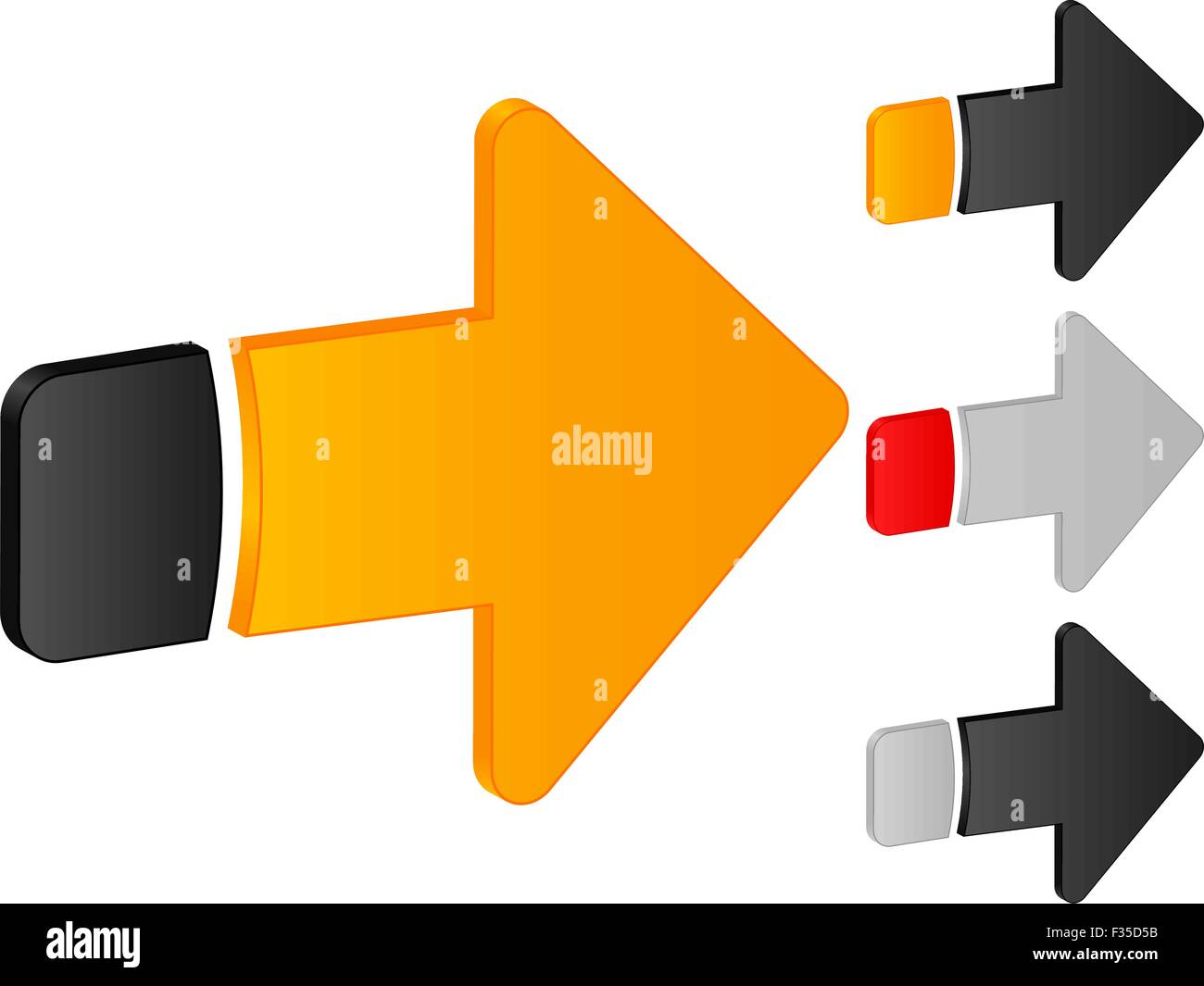 Arroe Symbol rechts auf weißem Hintergrund. VektorIllustration Stock