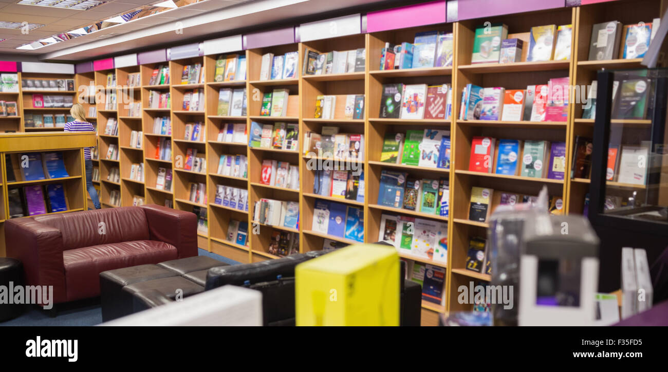 Leeren Sofas von Holz Bücherregal Stockfoto