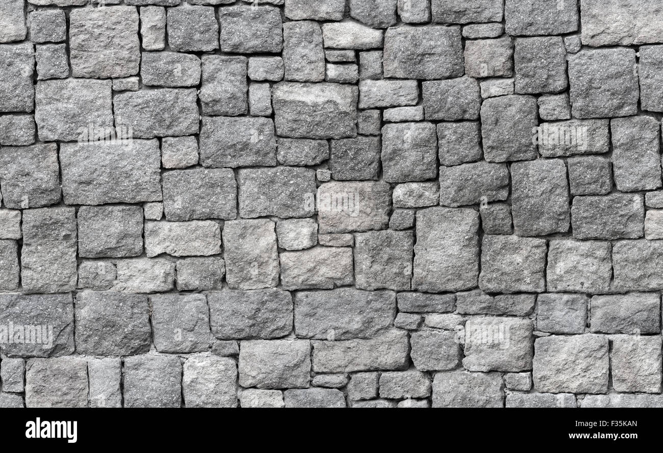 Alte graue Steinmauer, nahtlose Hintergrundtextur Foto Stockfoto