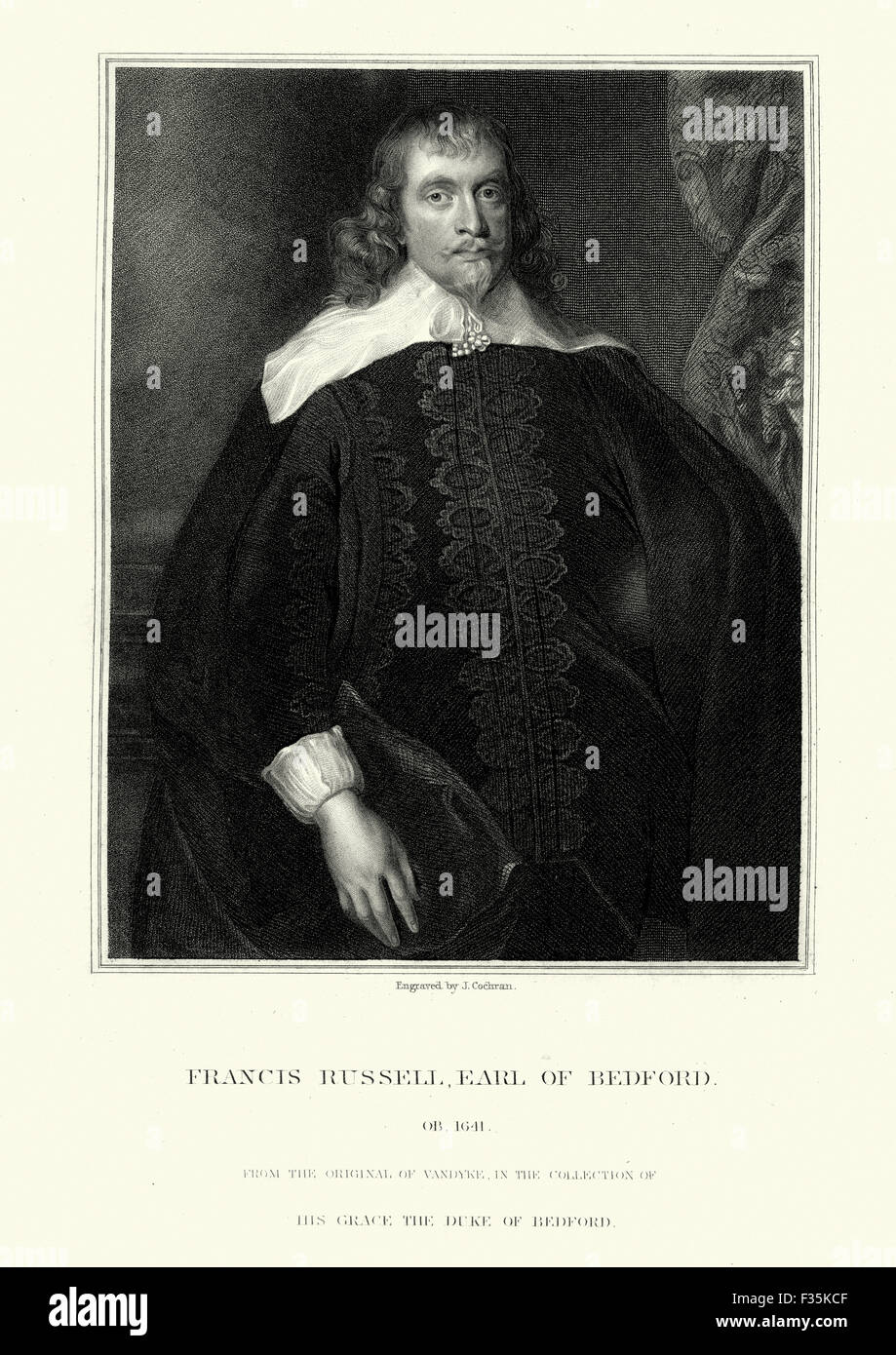 Porträt von Francis Russell, 4. Earl of Bedford ein englischer Politiker. Ca. 1631 baute er den Square Covent Garden mit th Stockfoto