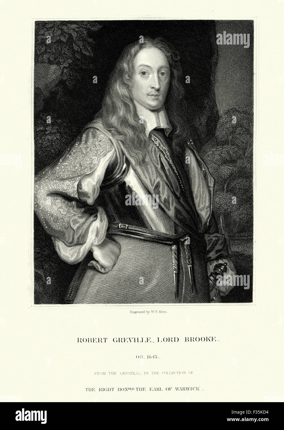 Porträt von Robert Greville, 2. Baron Brooke, eine englische Bürgerkrieg Roundhead allgemein. Im Februar nahm er Stratford-upon-Avon, Stockfoto