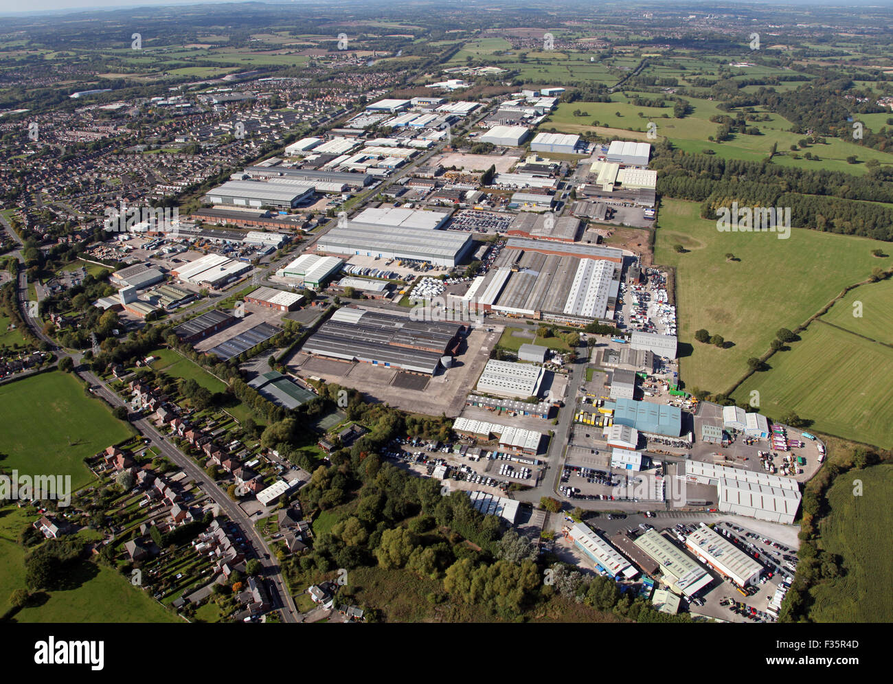 Luftaufnahme von Winsford Industrial Estate in Cheshire, Großbritannien Stockfoto