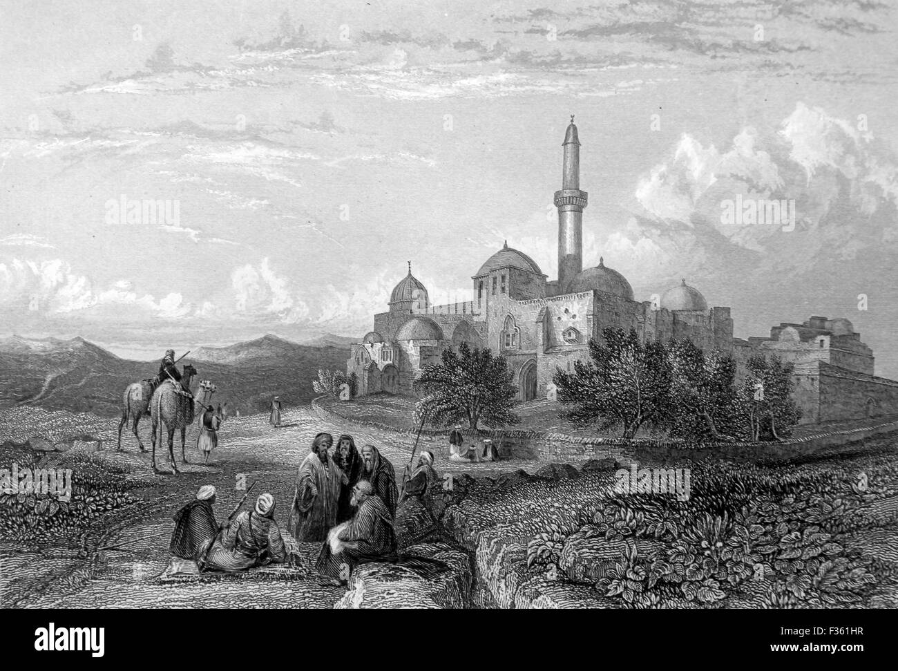 Mount Zion, Jerusalem; Die Moschee von David; Schwarz und weiß-Abbildung von Landschaften der Bibel Stockfoto