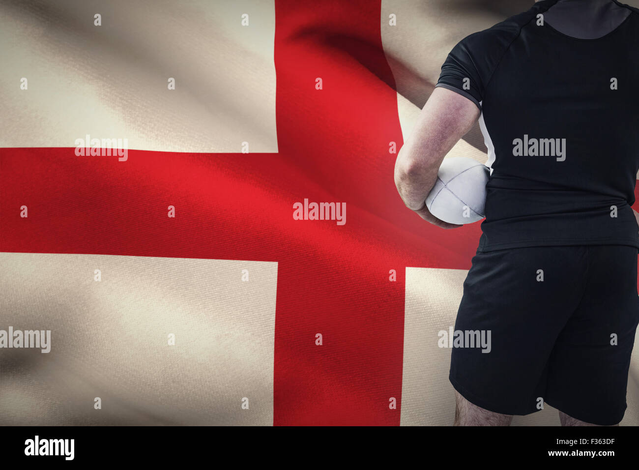 Zusammengesetztes Bild des Rugby-Spieler mit dem ball Stockfoto