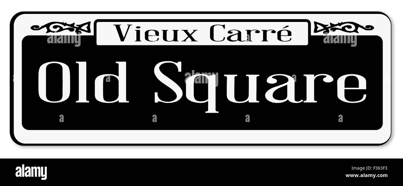New Orleans Straßenschild Vieux Carre vor einem weißen Hintergrund Stockfoto