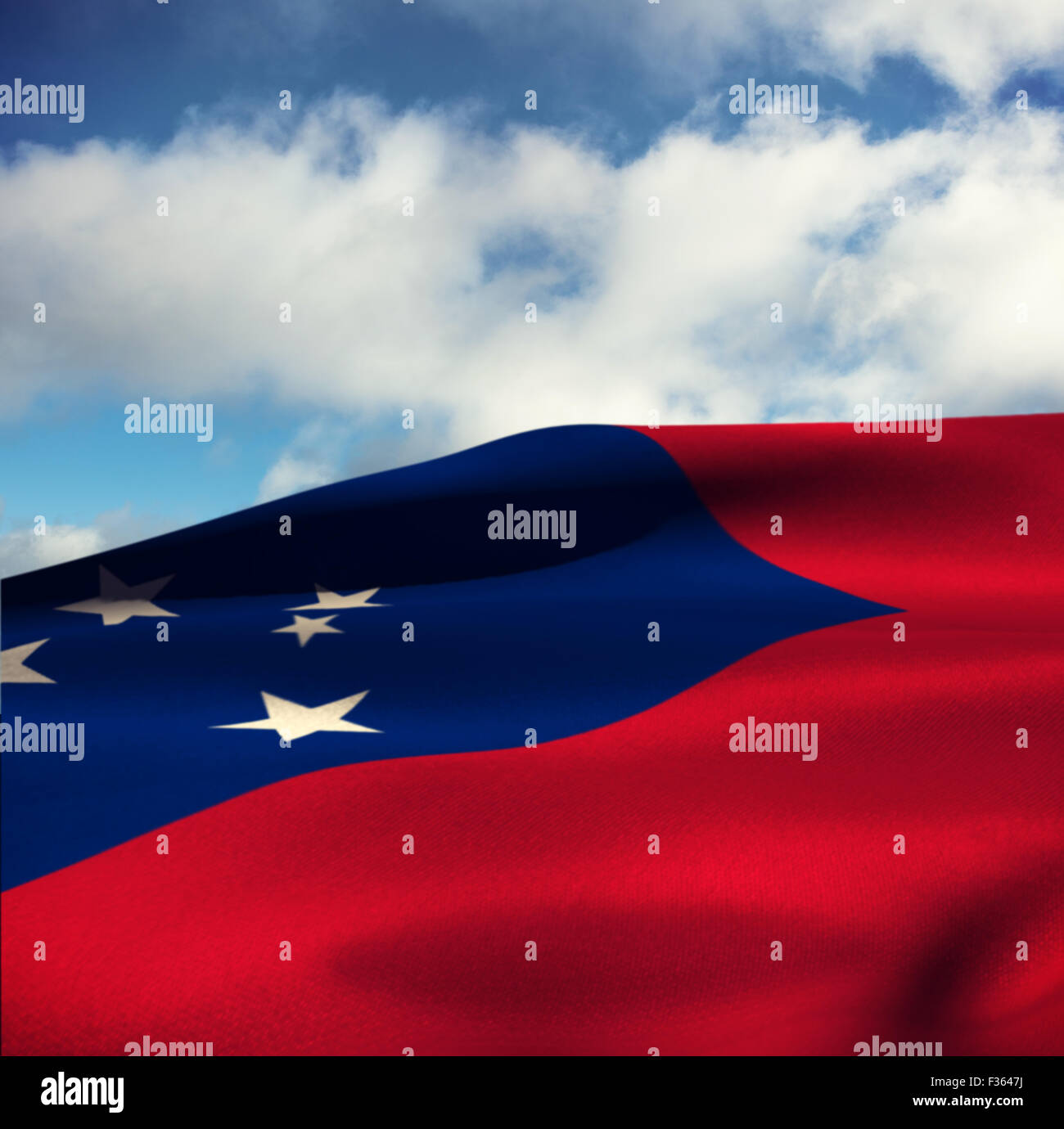 Zusammengesetztes Bild der wehende Flagge von samoa Stockfoto