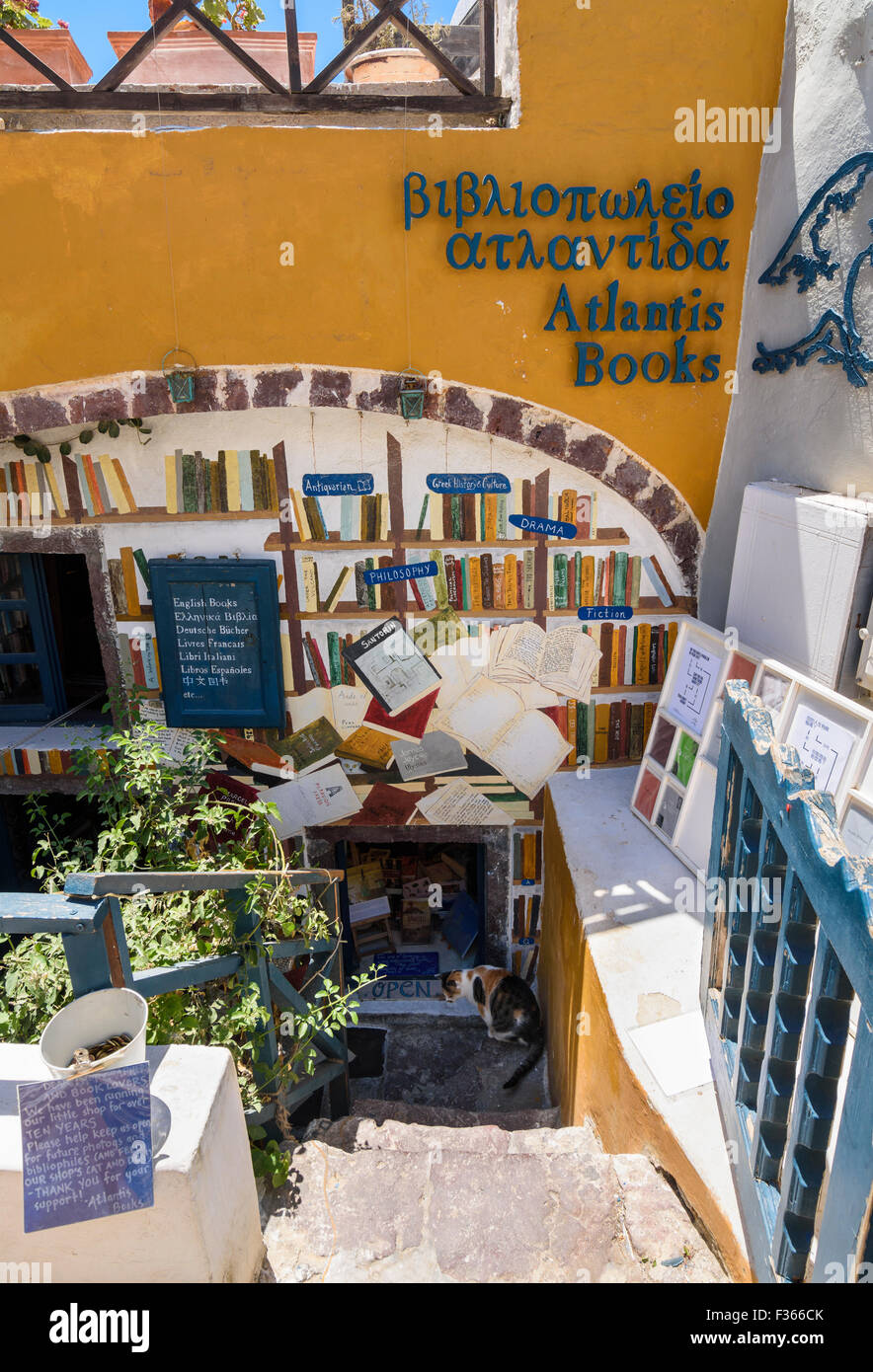 Atlantis Bücher in Oia, Santorini, Kykladen, Griechenland Stockfoto