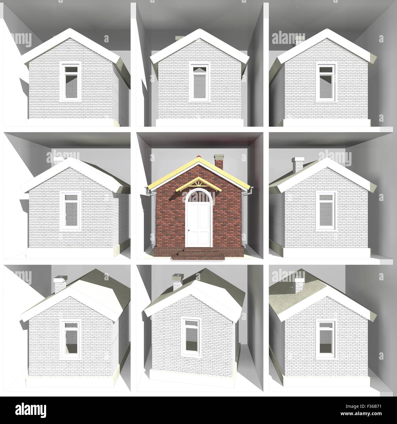 Haus-Modelle auf dem Rack für Ihre Wahl Stockfoto