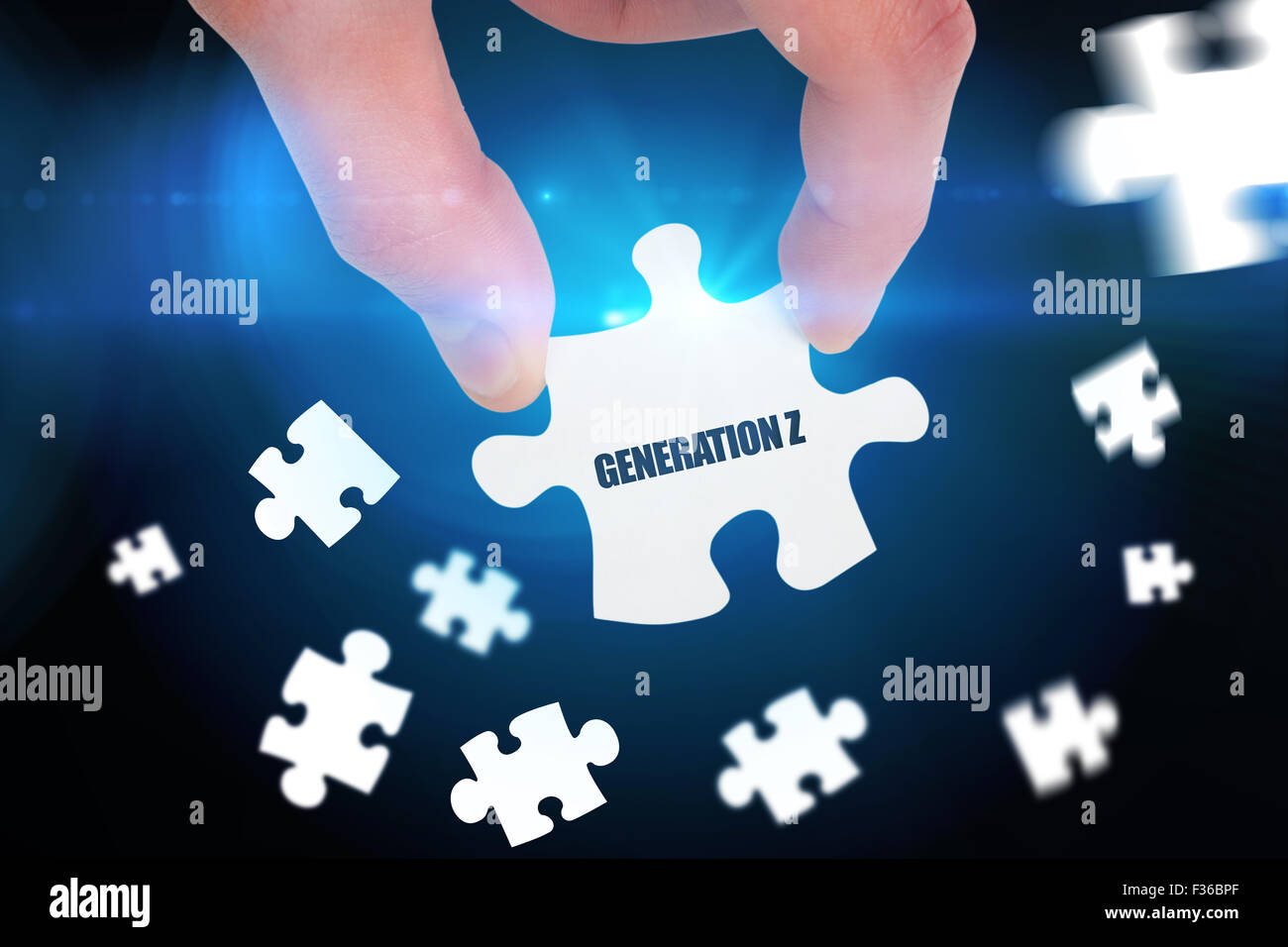 Generation z vor blauem Hintergrund mit vignette Stockfoto