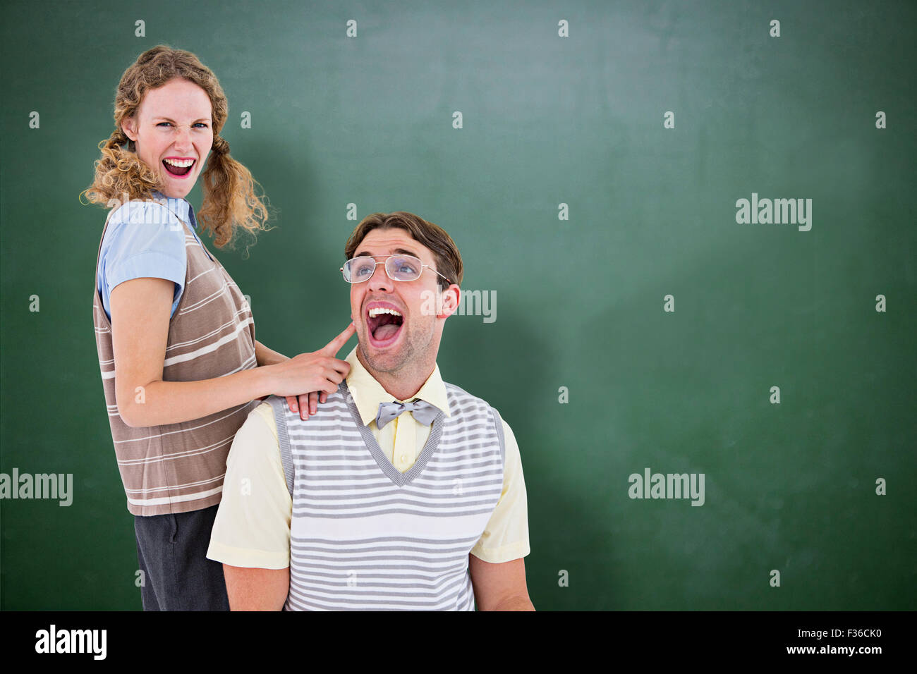 Zusammengesetztes Bild aufgeregt geeky Hipster-Paares Stockfoto