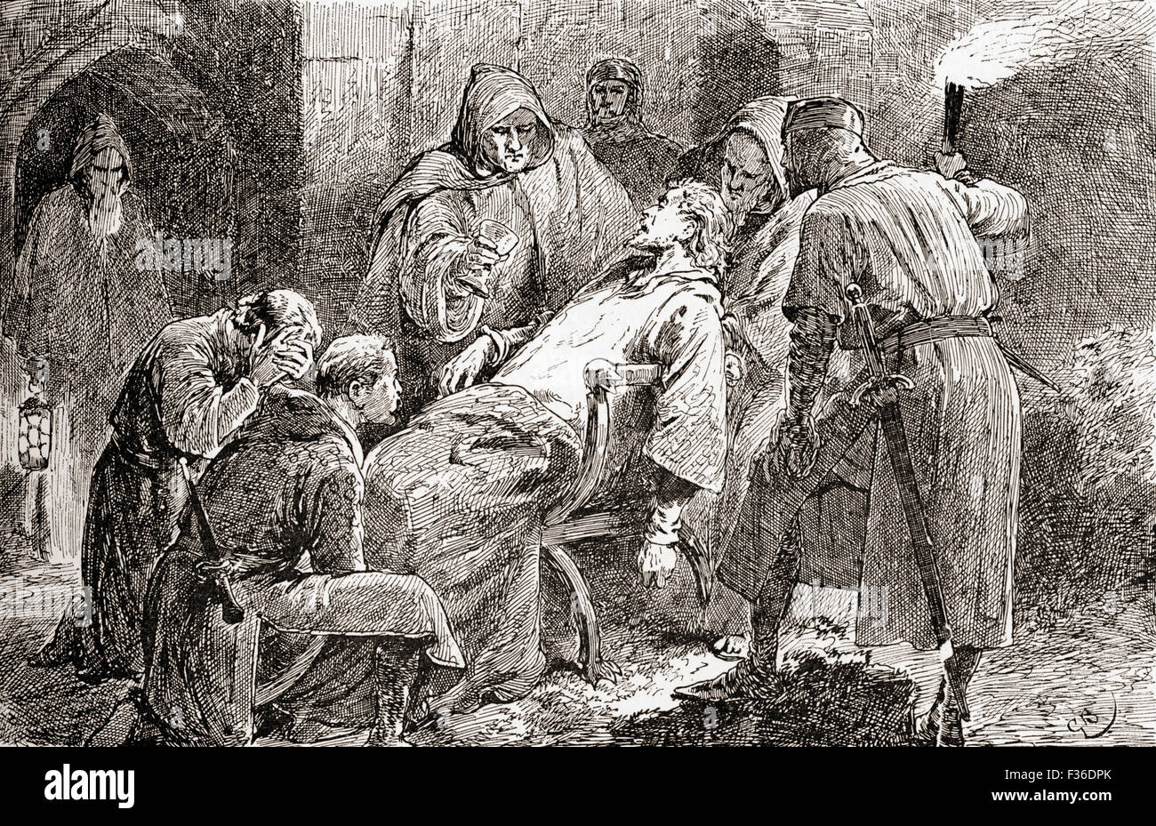 Eine Szene aus Shakespeares spielen König Johann, Akt V, Szene 7.  König Johann: "Poison hatte, krank-Tarif, tot, verließen, gegossen aus."   Illustration von Gordon Browne. Stockfoto