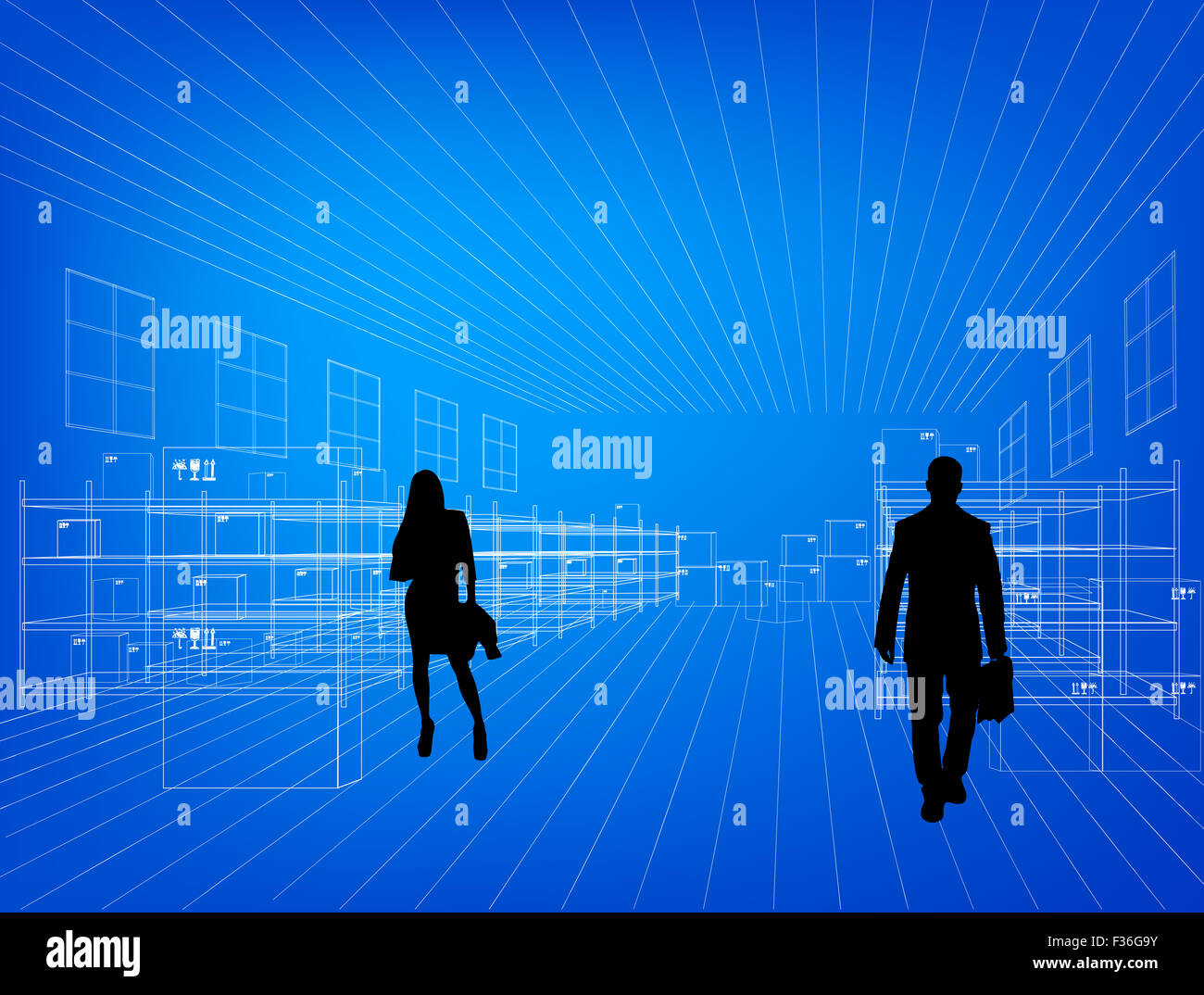 Silhouetten von Geschäftsleuten Stockfoto