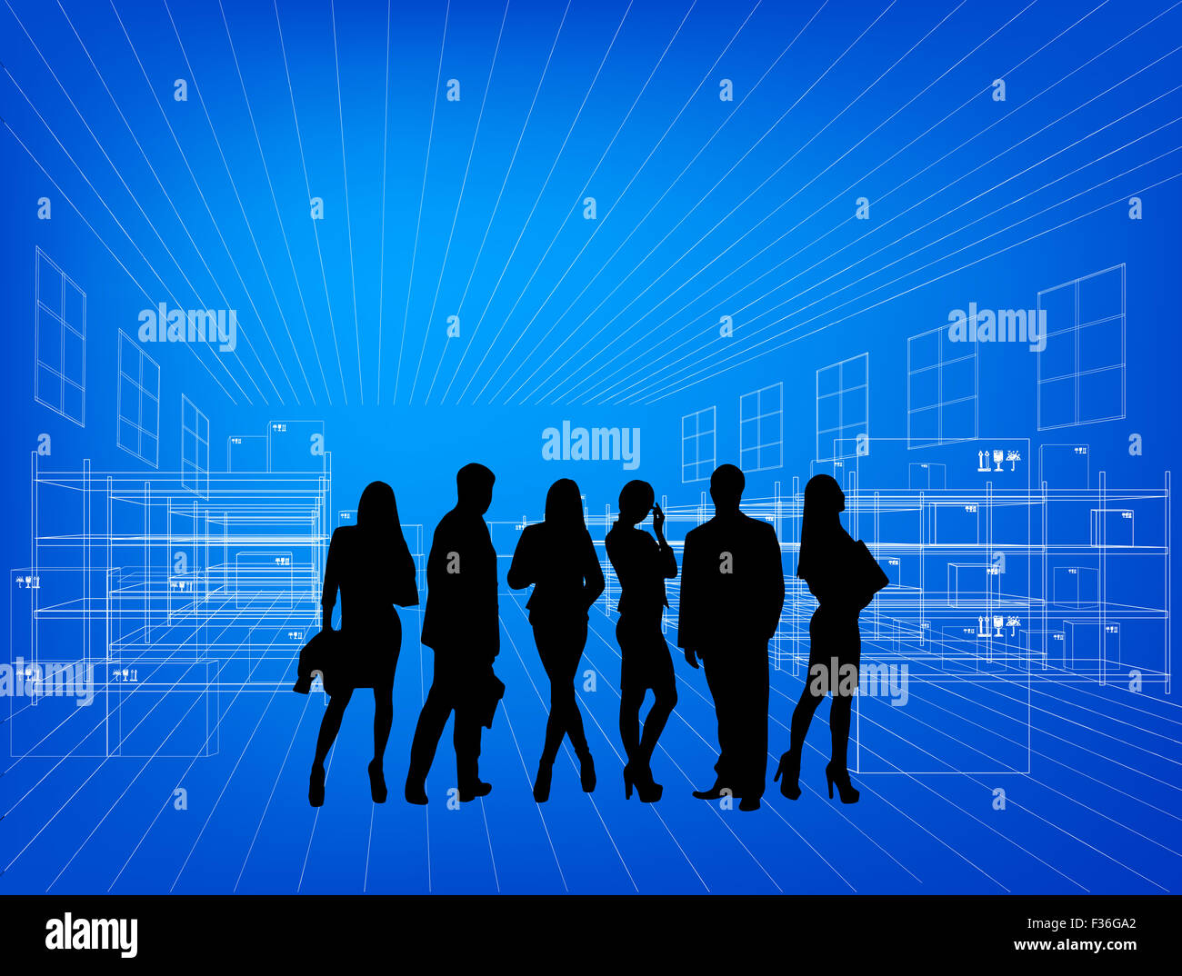 Silhouetten von Geschäftsleuten Stockfoto