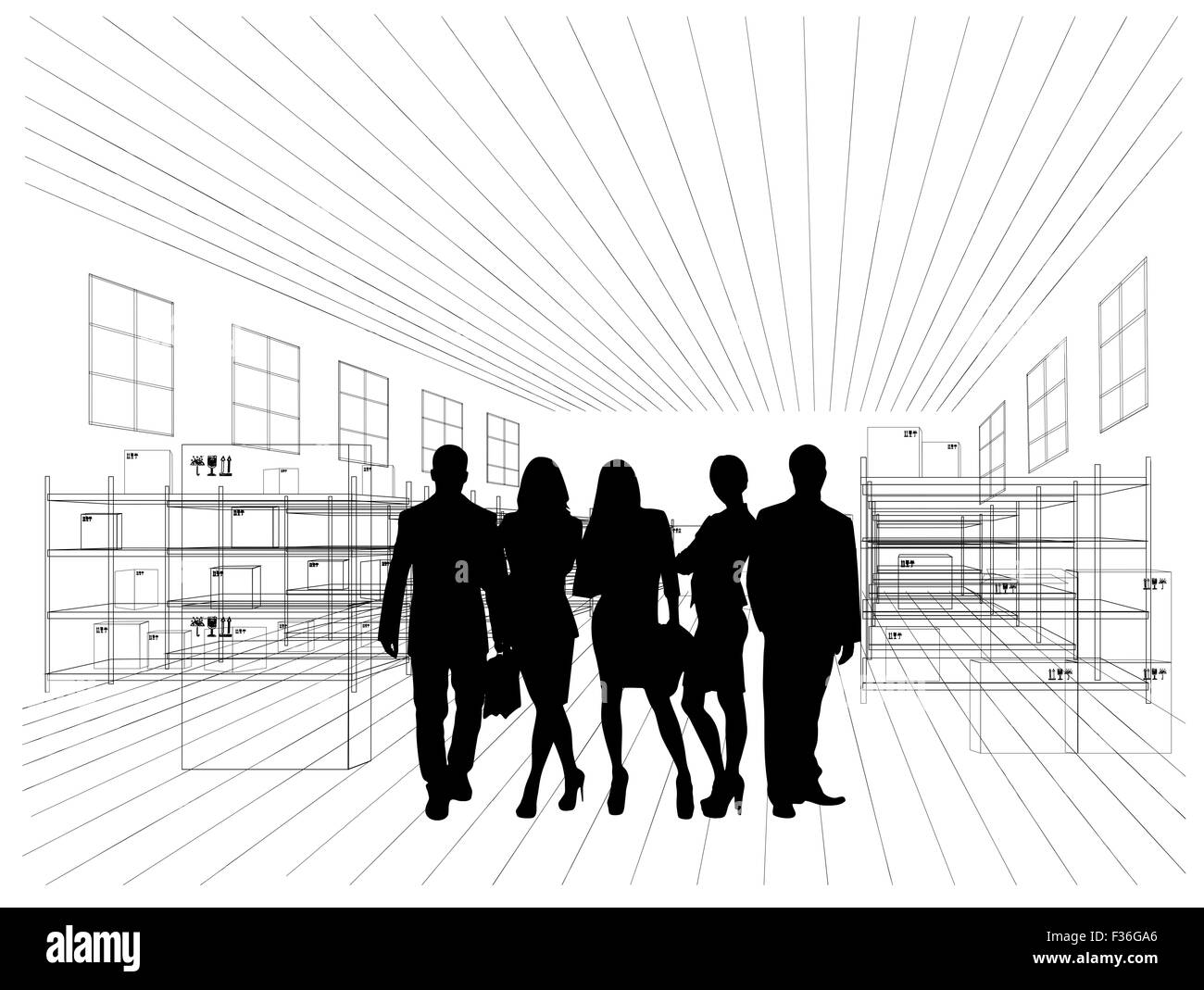 Silhouetten von Geschäftsleuten Stockfoto