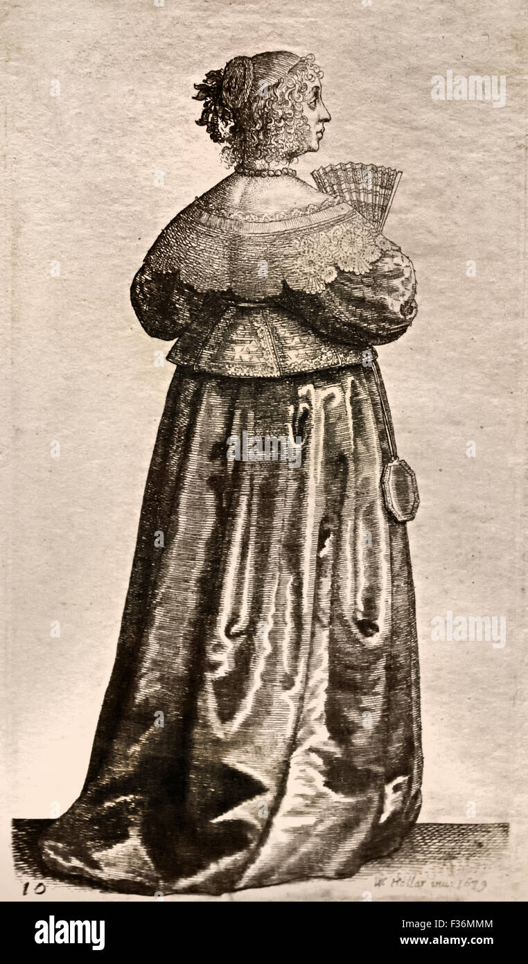 Die Kleidung der englischen Women1640 Wenzel Hollar 1607-1677 (Václav Hollar böhmische Kupferstecher, Wenzel und Wenzel in Deutschland als Wenzel Hollar. In Prag geboren und starb in London Stockfoto
