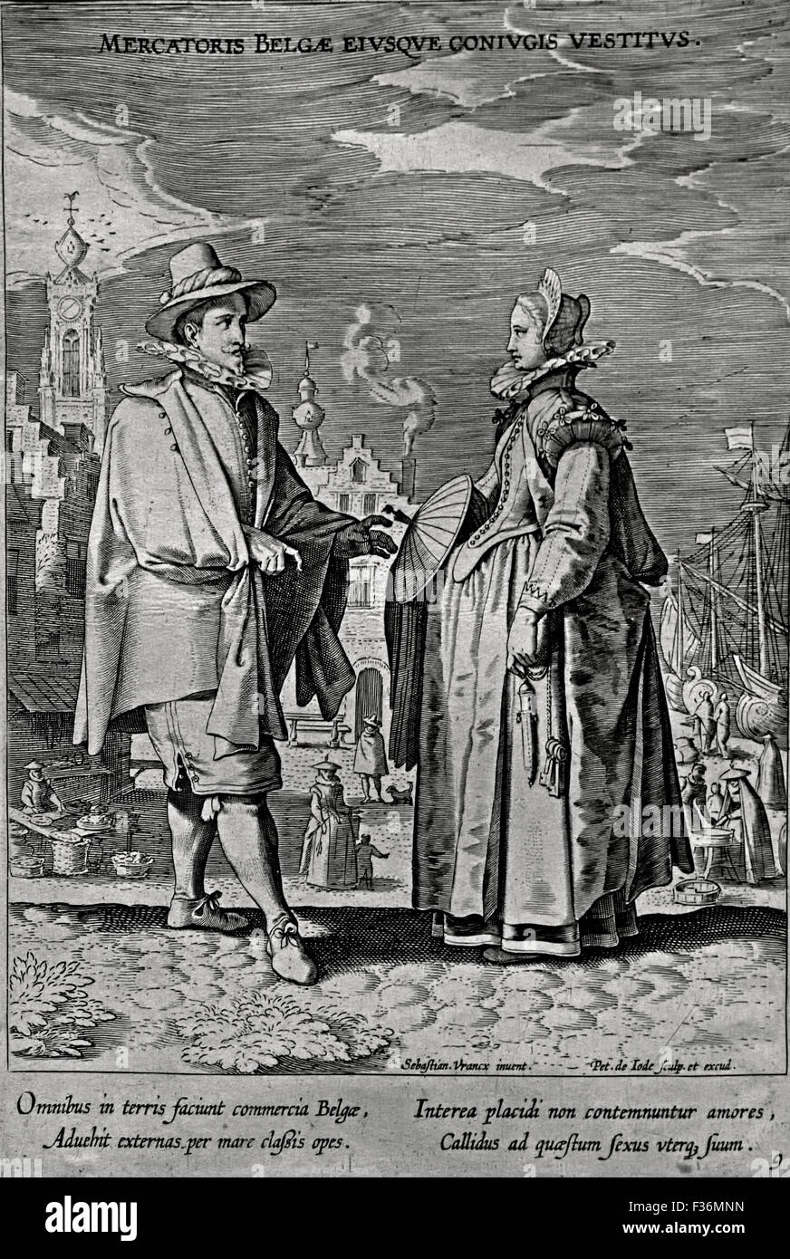 Offiziere in Peascod Dubletten Hendrick Goltzius 1558-1617 Jacob de Gheyn II 1565-1629 Ätzen (Mode um den Offizier mutiger und kämpferisch zu machen) Niederlande Niederlande Stockfoto