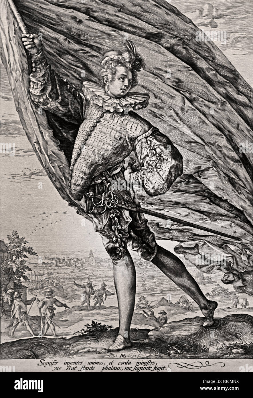 Offiziere in Peascod Dubletten Hendrick Goltzius 1558-1617 Jacob de Gheyn II 1565-1629 Ätzen (Mode um den Offizier mutiger und kämpferisch zu machen) Niederlande Niederlande Stockfoto