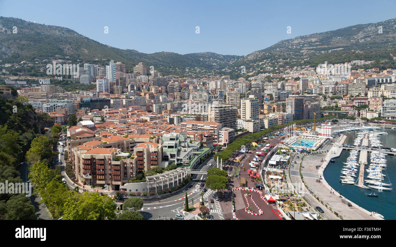 Blick auf Hafen von Herkules, im Stadtteil La Condamine, Fürstentum Monaco. Stockfoto