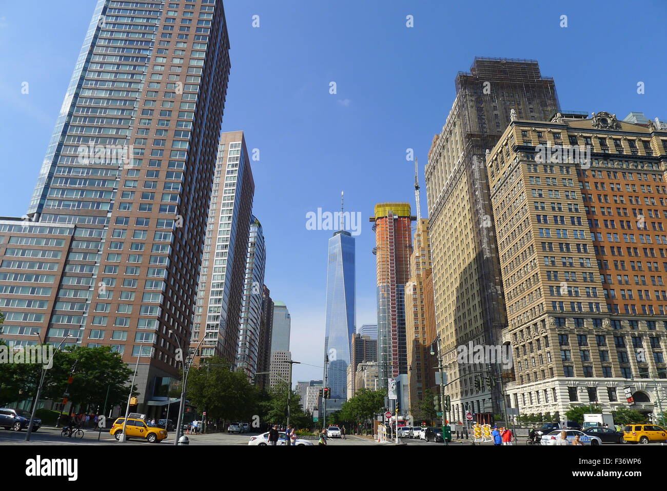 Blick vom Akku Platz von Lower Manhattan Stockfoto