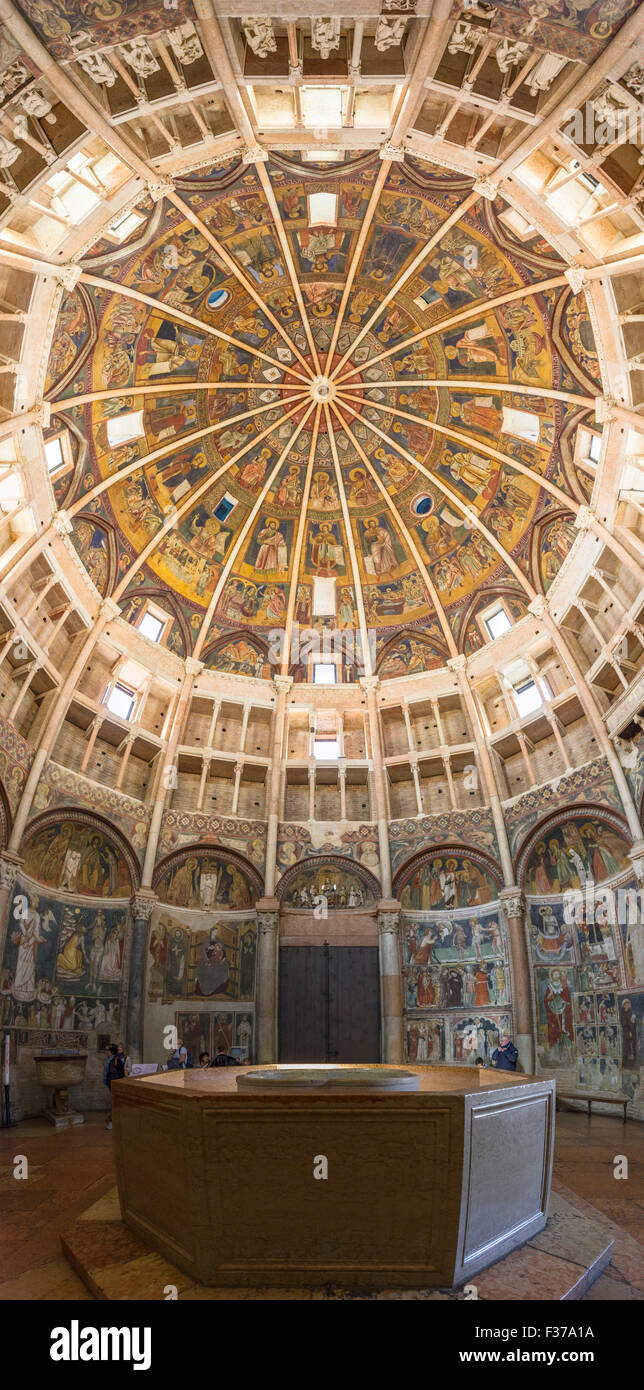 Baptisterium Innenraum, Parma, Emilia-Romagna, Italien Stockfoto