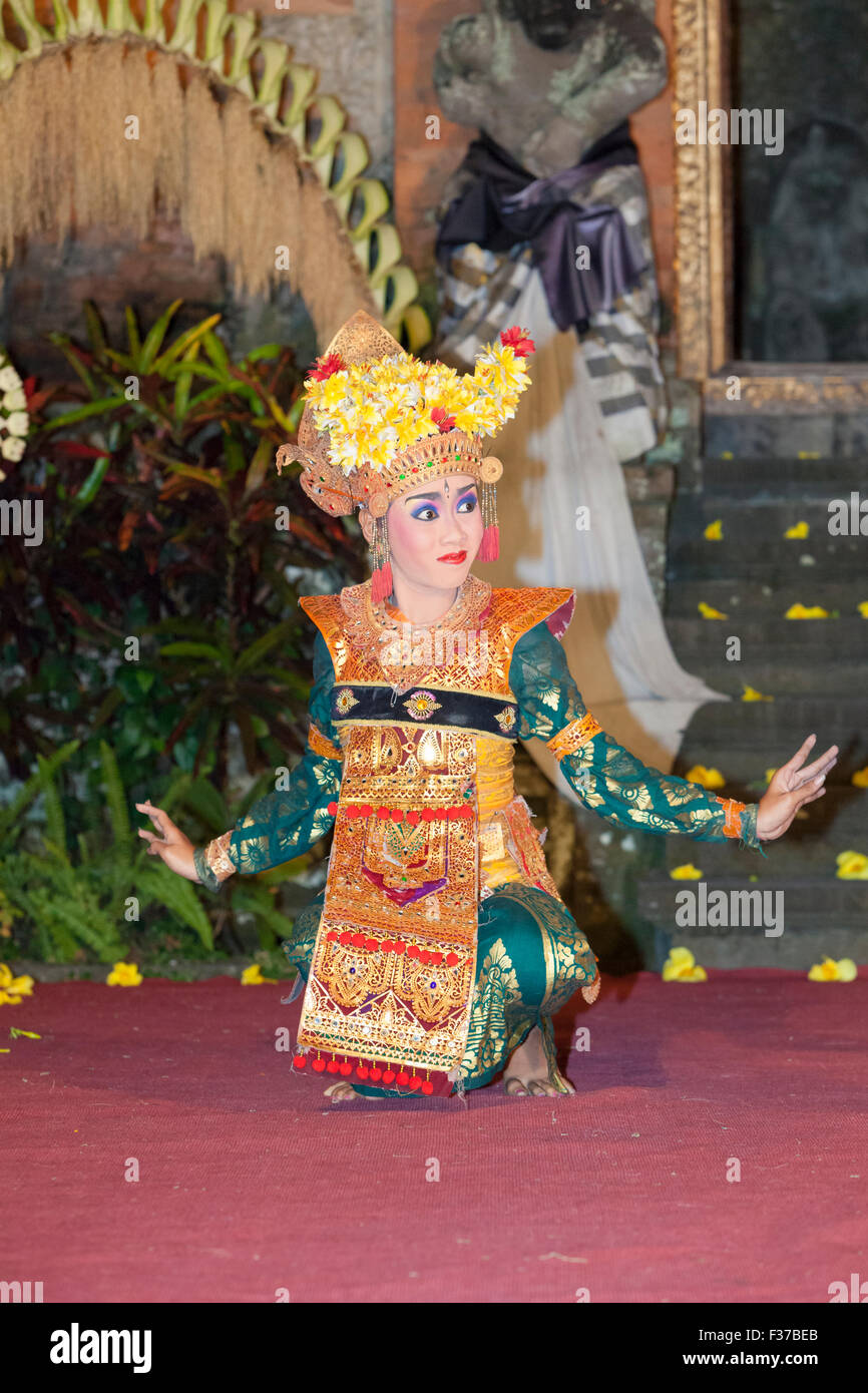 Legong und Barong Tanz Panca Arta-Truppe, Ubud Palast, Bali, Indonesien Stockfoto