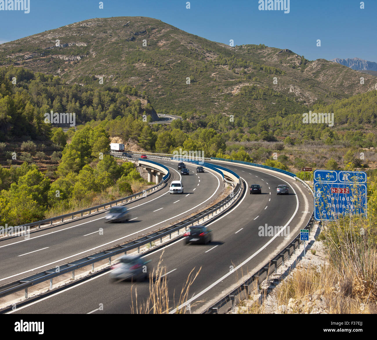 Autobahn-Spanien. Stockfoto