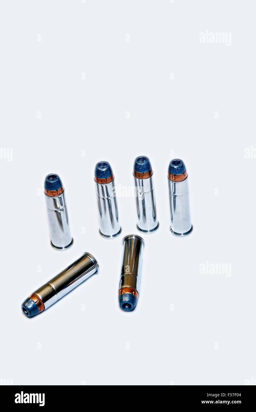 6 357 Magnum Pistole Kugeln Munition Patronen Stockfoto