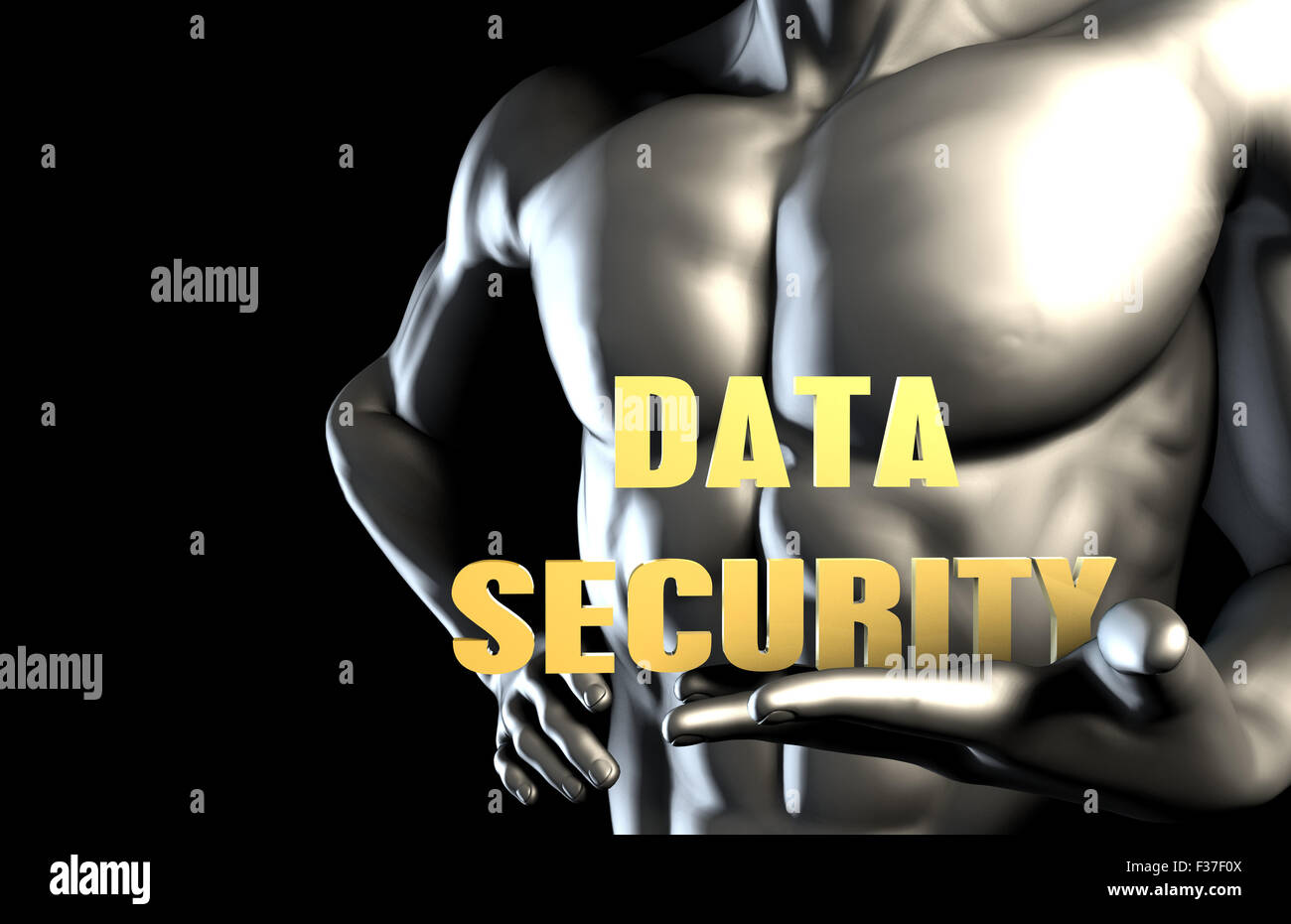 Datensicherheit mit ein zu Business Mann hält sich als Konzept Stockfoto