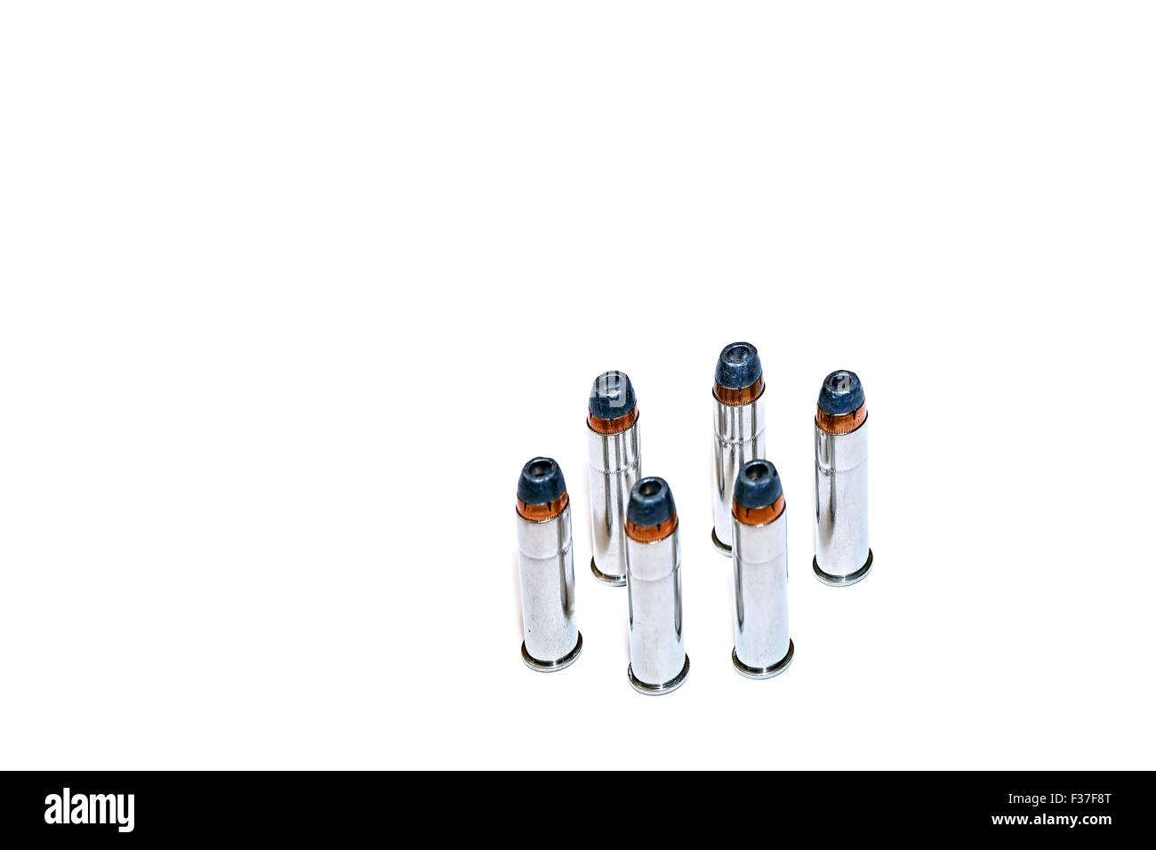 6 x 357 Magnum Pistole Kugeln Munition Stockfoto