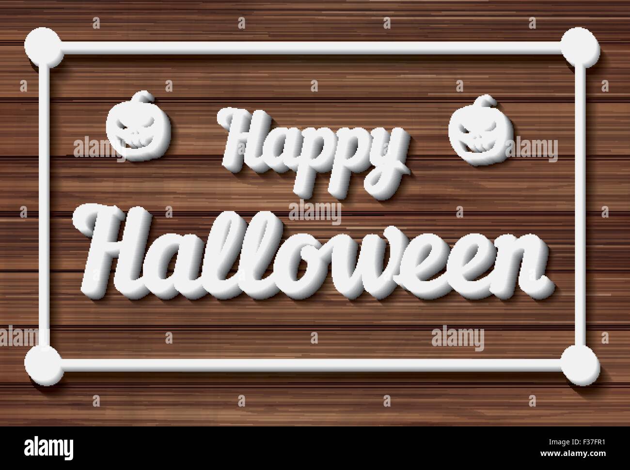 Happy Halloween typografische Hintergrund auf Holz Textur. Vektor-Illustration. Stock Vektor