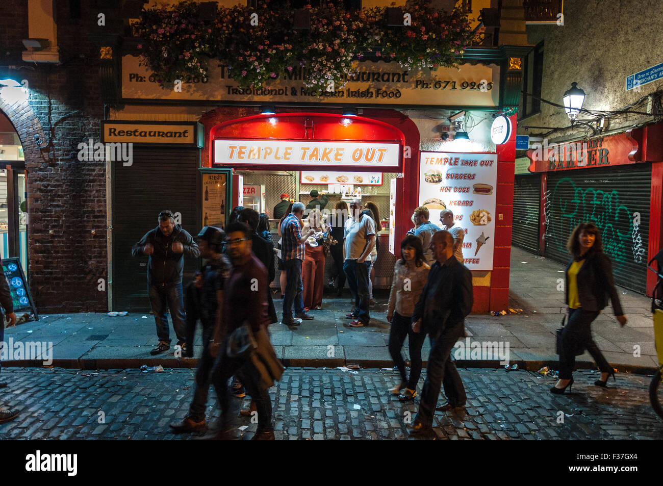 Tempel Take Out late-Night-Fast-Food in Temple Bar, Dublin, Irland Stockfoto
