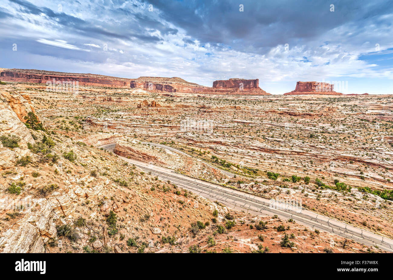 Gewitterhimmel über Canyonlands National Park, Island in den Himmel Bezirk, Utah, USA. Stockfoto