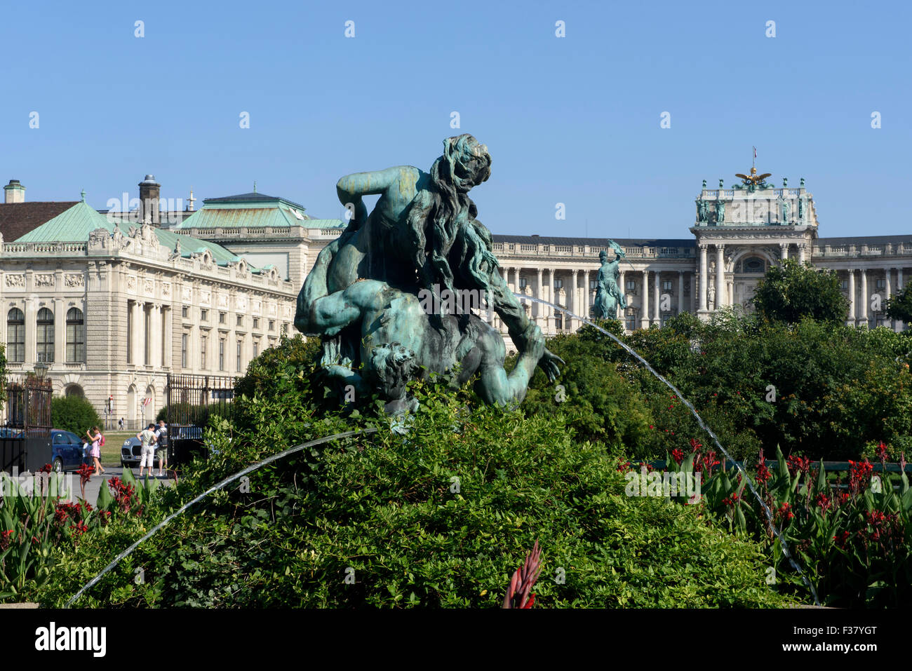 Brunnen im Volksgarten und Hofburg, Wien, Österreich, Welterbe Stockfoto