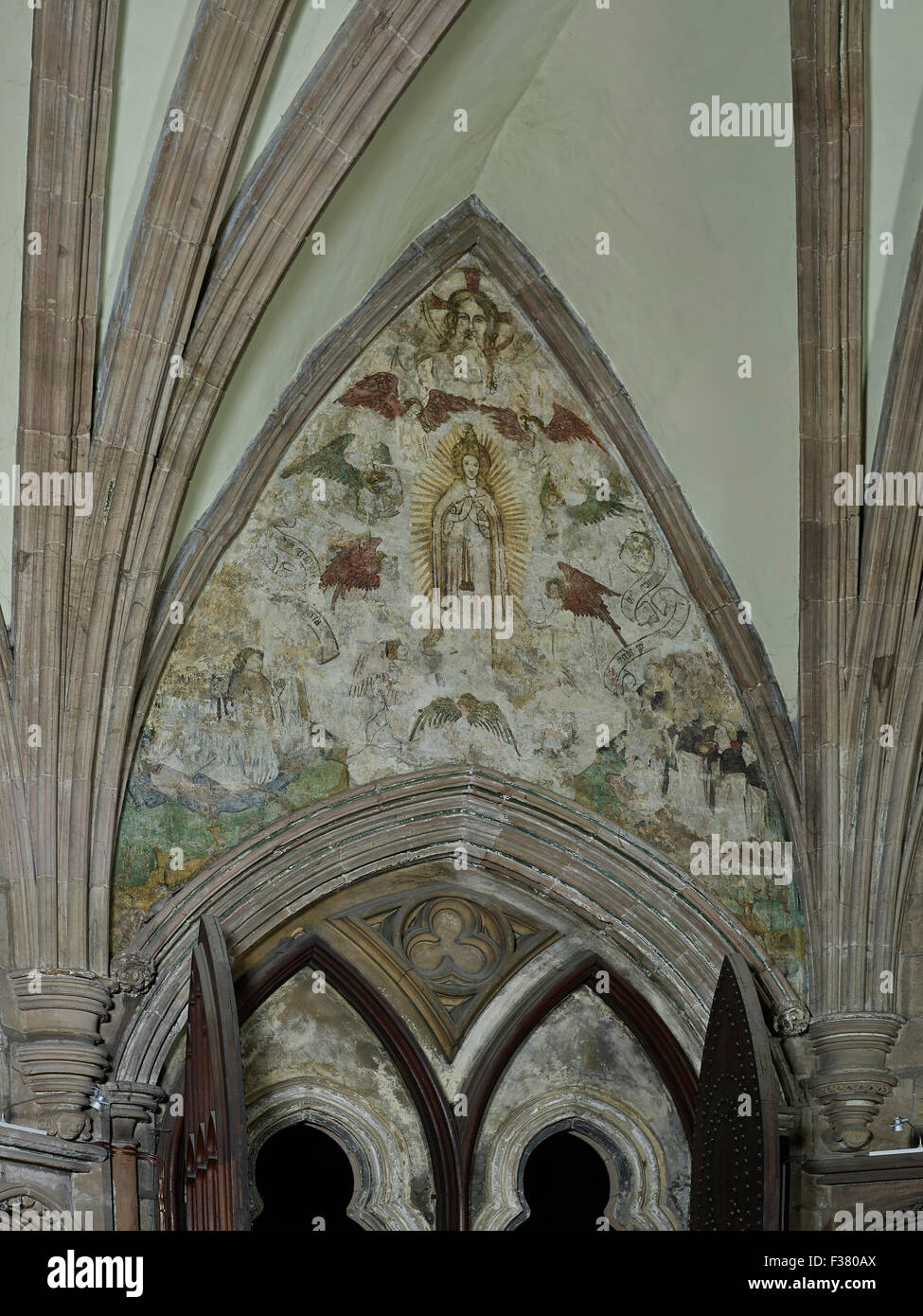 Kathedrale von Lichfield, Kapitelsaal Wandmalerei Stockfoto