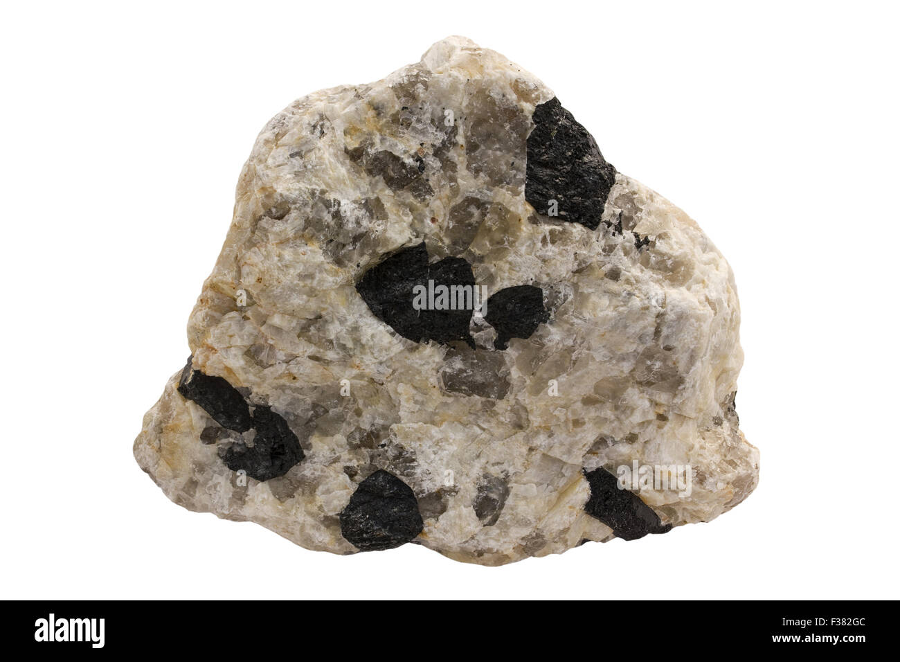 Tourmaline Pegmatit (Schörl Turmalin ist schwarz) Stockfoto