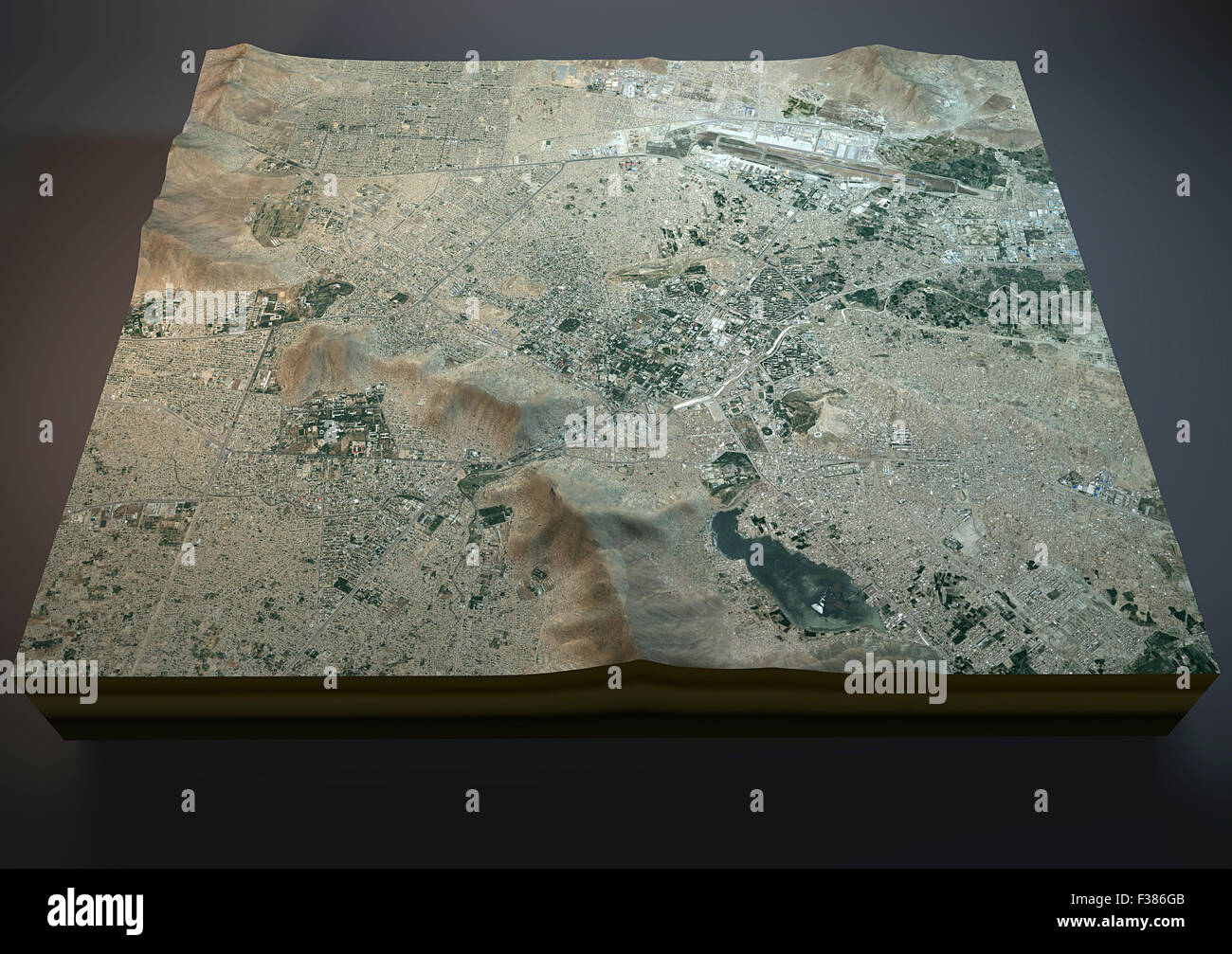 Satellitenansicht von Kabul, Afghanistan, Karte in 3d Stockfotografie