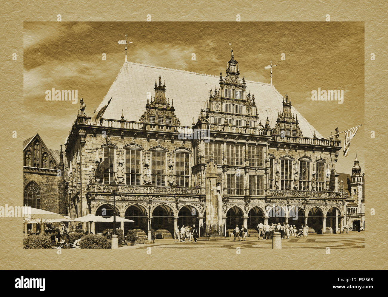 Blick über den Marktplatz, das Rathaus, Freie Hansestadt Stadt Bremen, Deutschland, Europa Stockfoto